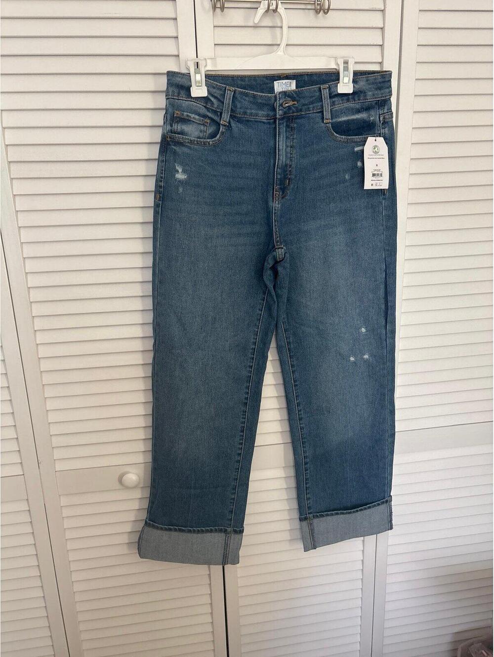 Time and Tru High Rise Straight Regular Cuffed Jeans Size 8